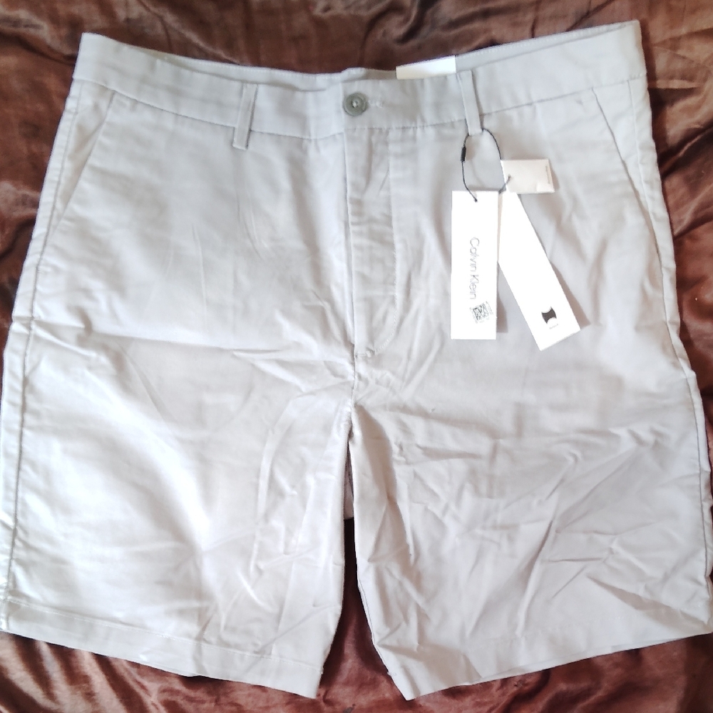 Calvin Klein Men's Light Gray Flat Stretch Shorts